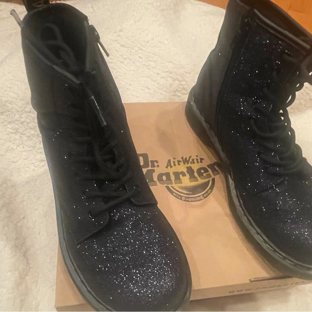 Blue Black Glitter Dr. Martens Boots